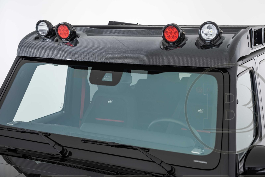 Дефлектор на крышу с LED фарами. Карбон (глянцевый)