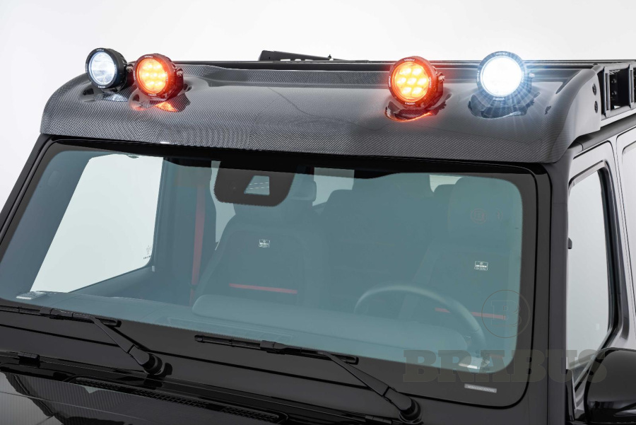 Дефлектор на крышу с LED фарами. Карбон (глянцевый)